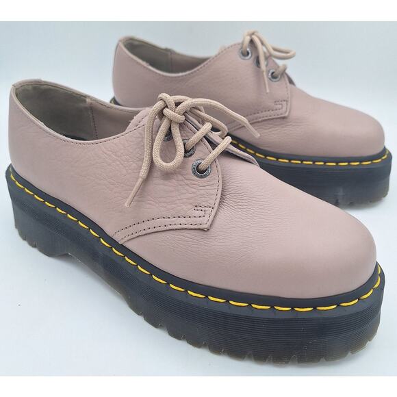 Dr Martens 31167 Quad II Taupe Leather Oxford Platform Shoes US Men 9 Women 10 - Picture 1 of 16